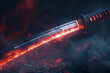 Glowing Katana Sword with Fiery Blade