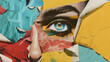 Vintage Vision: Retro Trendy Paper Collage Eye Background