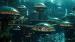 A futuristic underwater city with domes and tunnels  AI generated illustration