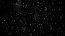 Snow On Black Background, Falling Snowflakes, Snowing, Natural Snowfall Backdrop For Overlay Effect.
