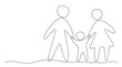 Family One line drawing isolated on white background