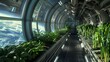 Futuristic Hydroponic Greenhouse in Outer Space Research Habitat