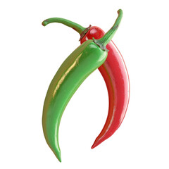 Wall Mural - Green and red chili pepper on Transparent Background