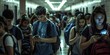 © xartproduction - A group of people in a hallway, all of them looking at their cell phones. Scene is somewhat negative