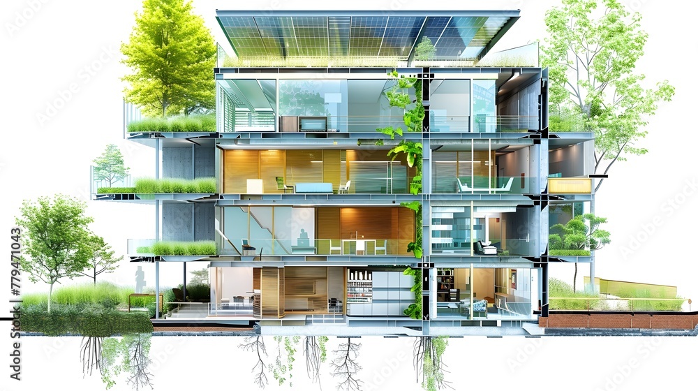 Environment Rfesolution Archutectural Panel Detailed cross-section showcasing advanced eco-design of a green ...