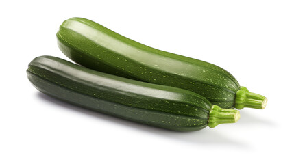 Green whole zucchini isolated on white background