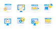 3d business icon set. Trendy illustrations of Digital Business, App development, Marketing, Data Analysis, Startup, Education, Ui, Seo Stock Market, Finance. Render 3d vector objects