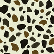 Cow skin in brown and white spotted, seamless pattern, animal texture. Vector background