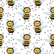 Funny seamless pattern with bees