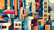 An abstract interpretation of a cityscape with geometric shapes  AI generated illustration