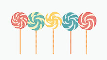 Lollipop Candy Sweet Isolated Icon Flat Vector Isolated
