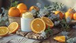 Artistic capture of oranges and face cream in a tranquil setting  AI generated illustration