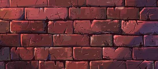 Wall Mural - An extreme closeup of a vibrant magenta brick wall, showcasing the intricacies of the composite material and the rectangular shape of each brick