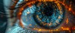 Macro photography of an organisms eye with electric blue fire coming out, resembling an art pattern. The eyelash, aqua, insect, and arthropod features add a unique touch to this terrestrial animal