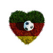 Lawn grass as a heart with a soccer ball in the middle - isolated on a free png background. Germany flag.