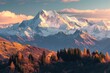 Majestic view of snow-capped mountain  during sunrise, AI generated
