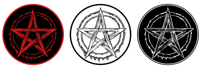 set sign pentagram symbol. pentacle logo pictogram design vector illustration