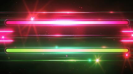 Craft a futuristic design with two horizontal bars in neon pink and neon green ready for text  AI generated illustration