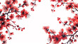 Flowers, buds and fall petals Sakura. Watercolor style spring illustration with branches blossoming cherry. Generative ai.
