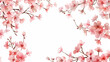 Flowers, buds and fall petals Sakura. Watercolor style spring illustration with branches blossoming cherry. Generative ai.