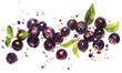 Fresh Organic blue Berry Background, Horizontal Watercolor Illustration, Generative AI