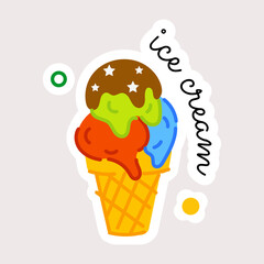 Poster - A flat sticker of ice cream 