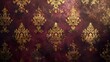 Vintage Red and Gold Damask Wallpaper Texture Background