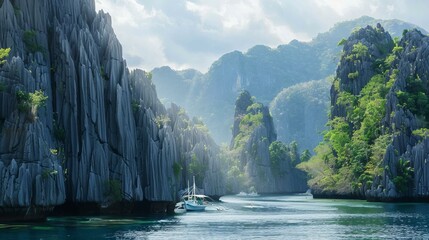 Poster - waterfall in the mountains