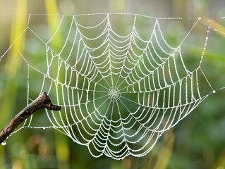 spider web with dew drops