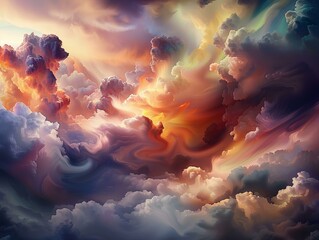 Wall Mural - landscape with clouds and sun
