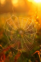 spider web with dew drops
