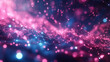 A colorful, abstract image with pink and blue lines and dots