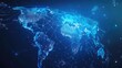 © Tilak - Blockchain technology Map of the planet. World map. Global social network. Blue futuristic background with planet Earth. Internet and technology. Floating blue plexus geometric background.