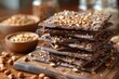 Stack of Chocolate Bars on Wooden Cutting Board