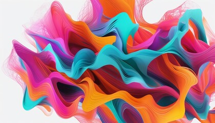 Wall Mural - Abstract colorful wave design with vibrant pink, orange, and blue hues, suitable for creative backgrounds or illustrations of concepts like fluidity and movement