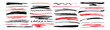 Doodle vector hand drawn scribble, strikethrough, charcoal wavy underline and crayon strokes. Black and red grunge pencil highlight lines, chalk squiggles and marker strip isolated on white background