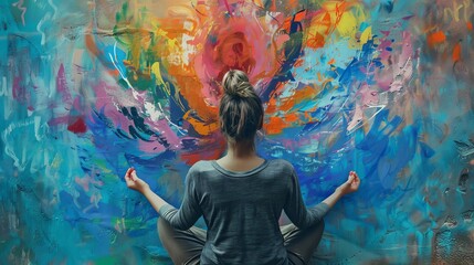 Wall Mural - An artistic depiction of the benefits of mindfulness  AI generated illustration