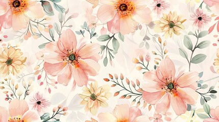 Charming feminine watercolor design featuring meadow blooms.