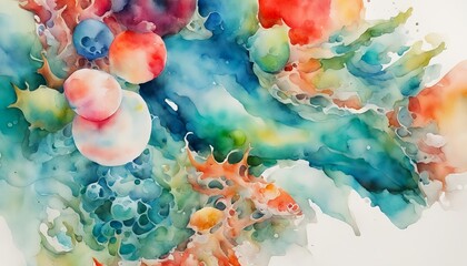 Canvas Print - Abstract watercolor artwork with vibrant splashes of color, ideal for backgrounds, creative projects, or as artistic decor for National Watercolor Month