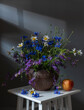 Still life with bouquet of wildflowers