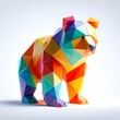 AI generated illustration of a colorful geometric bear made of paper in various shapes