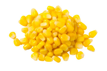 Wall Mural - Top view of fresh corn seed isolated on white background. Clipping path.
