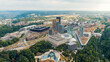 © nikitamaykov - Luxembourg City, Luxembourg. View of the Kirchberg area with modern houses, Aerial View