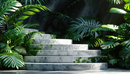 Wall Mural - palm tree plants and stairs