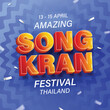 Amazing Songkran festival Thailand poster design in blue water wavy background, vector illustration