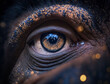 AI generated illustration of the eye of a chimpanzee