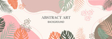 Abstract Modern Background For Design. Minimal Trendy Banner Or Cover Template Design For Social Media Advertising, Promotional Sale, Story Page. Minimal Trendy Style With Organic Shapes. Vector.