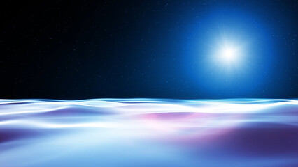 Wall Mural - Artistic shining colorful waves with night starry space sky illustration background