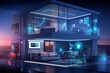 AI generated modern residential dwelling with intelligent lighting effects