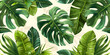 seamless background with tropical leaves Monstera and Banana leaves, Generative AI 